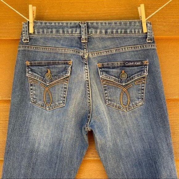 Calvin Klein Jeans Lean Boot Button Pockets Blue Jeans Size 27/4 - Picture 9 of 12